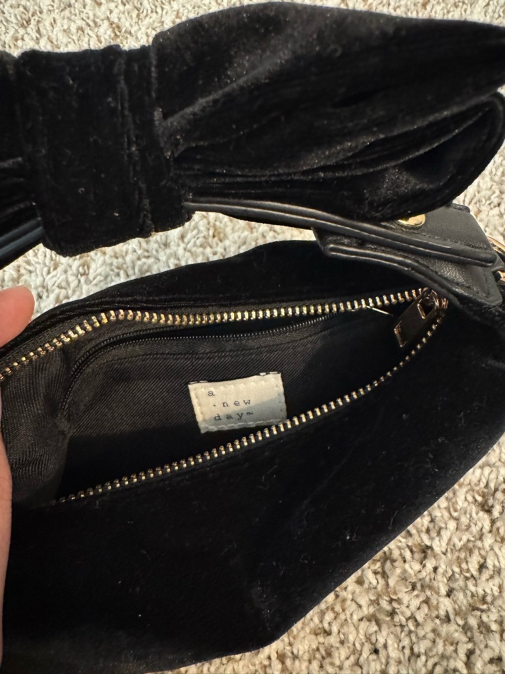 a new day Black Velvet Bow Shoulder Bag - Picture 3 of 3